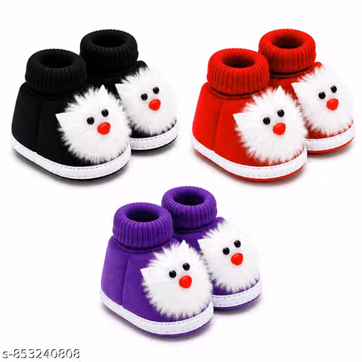 Sunshine Infant Wear Cotton Baby Booties Solid EVA Sole Pack of 3