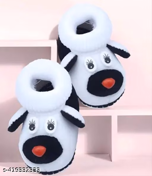 Sunshine Infant Wear Velvet Baby Booties Cartoon Print EVA Sole