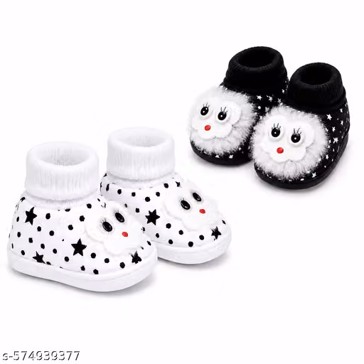 Sunshine Infant Wear Cotton Baby Booties Printed EVA Sole Pack of 2