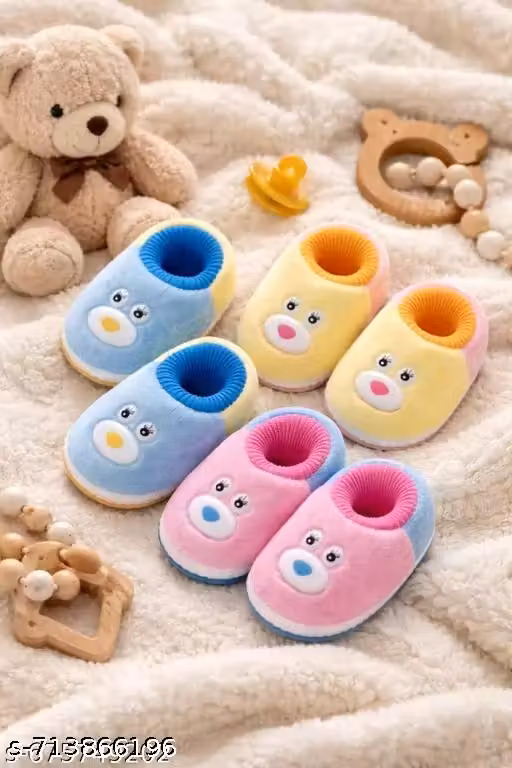 Sunshine Infant Wear Cotton Baby Booties Printed EVA Sole Pack of 3