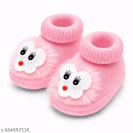 Sunshine Infant Wear Cotton Baby Booties Solid Slip-On EVA Sole