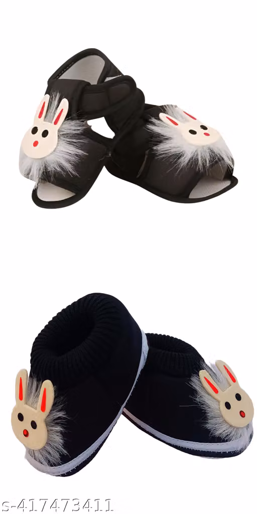 Sunshine Infant Wear Cotton Baby Booties Solid EVA Sole Pack of 2
