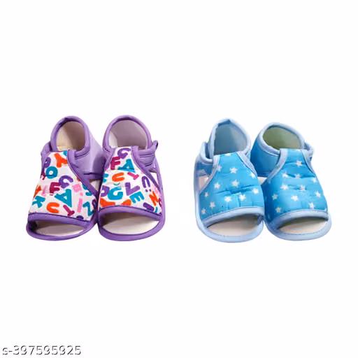 Sunshine Infant Wear Cotton Baby Booties Printed Slip-On EVA Sole Pack of 2