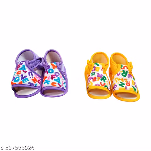 Sunshine Infant Wear Cotton Baby Booties Printed Slip-On EVA Sole Pack of 2