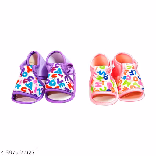 Sunshine Infant Wear Cotton Baby Booties Printed EVA Sole Pack of 2
