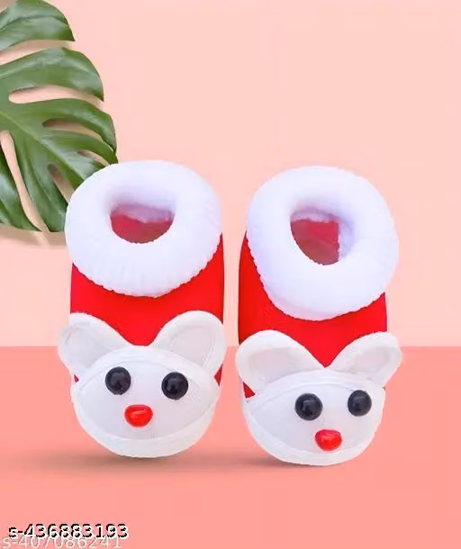 Suntushti Infant Wear Cotton Baby Booties Cartoon Print EVA Sole