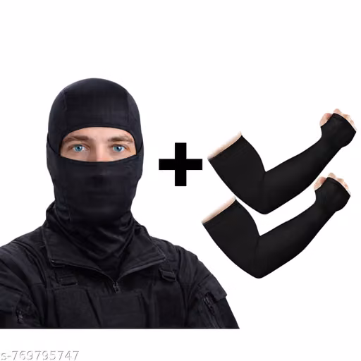 Fratte Premium Unisex Bike Riding Combo Balaclava Face Mask & UV Protection Arm Sleeves