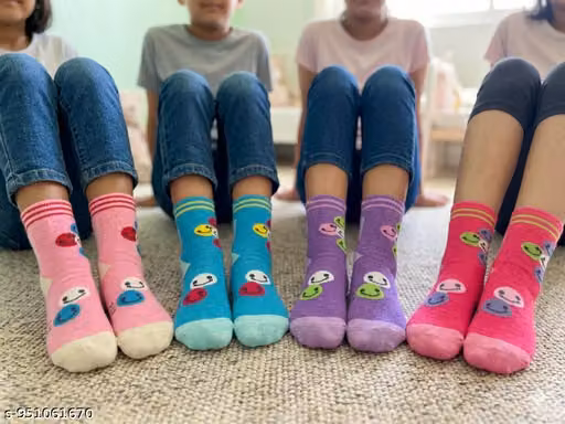 Kids' Colorful Cotton Ankle Socks – Smiley Print Pack of 4