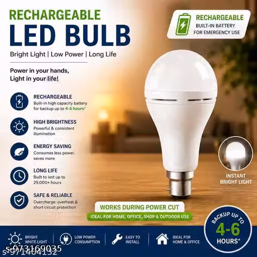 12W Rechargeable LED Inverter Bulb with B22 Base
