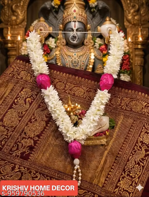 Handmade Artificial Flower Photo Mala for God Idols & Photo Frames, 21 Inch