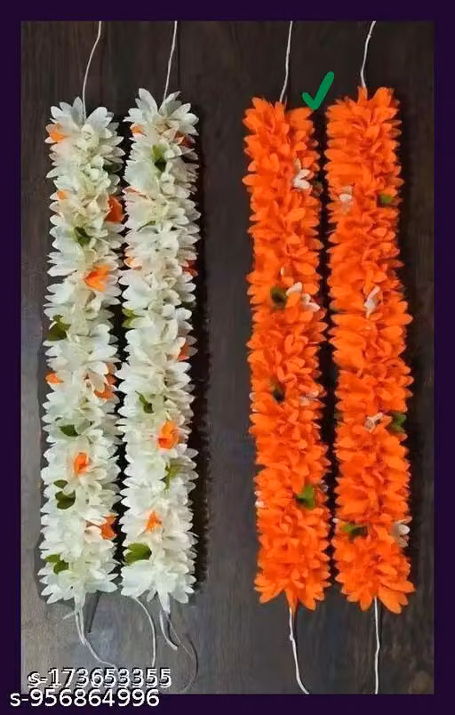 Handmade Fabric Gajra Hair Accessory with Multicolor Juda & Jasmine Flowers, Pack of 4
