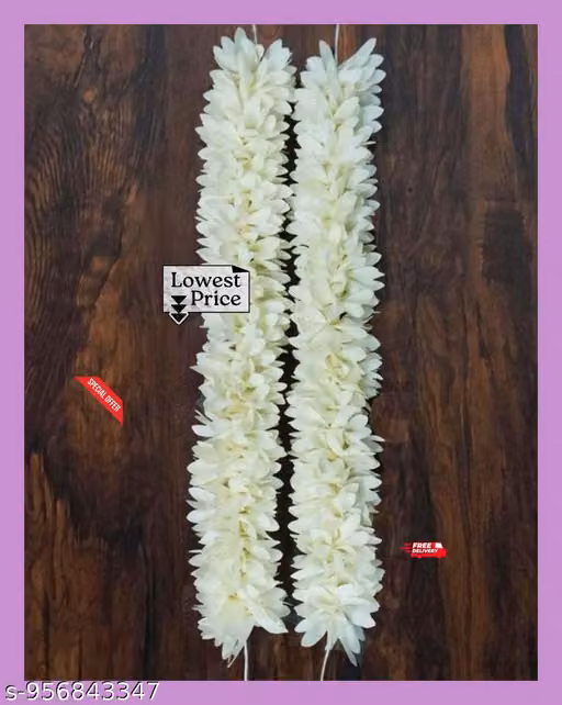 Handmade White Fabric Gajra Hair Accessory, 12 Inches, Pack of 2