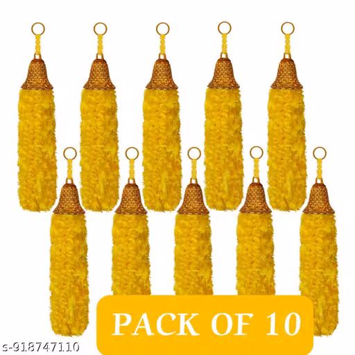 Handmade Mini Feather Wool Tassel with Bell, 15 Inch, Pack of 10