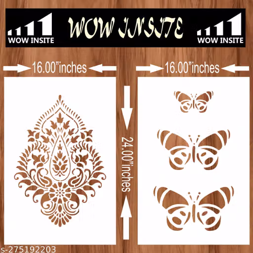 Wall Stencil Combo 16 x 24 Inch Reusable Premium Pattern Design – Pack of 2