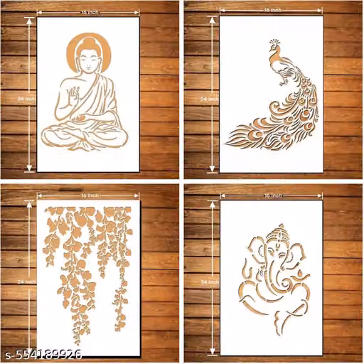 Wall Stencil 16 x 24 Inch Reusable Art DIY Modern Design – Pack of 4