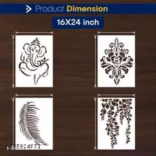 Wall Stencil 16 x 24 Inch Reusable Artistic Modern Wall Design – Pack of 4