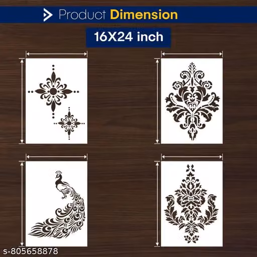 Wall Stencil 16 x 24 Inch Reusable Modern DIY Art Pattern – Pack of 4