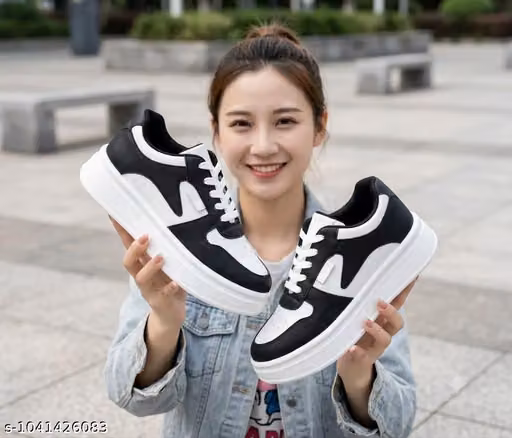 Women’s & Girls’ Black and White Casual Sneakers Shoes Trendy Footwear