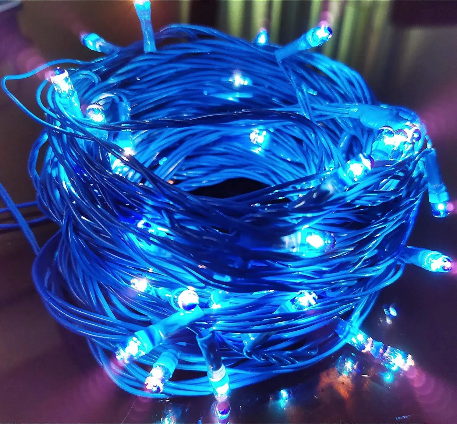 Blue Plastic Rice Lights 10 Meter Serial Bulb Ladi