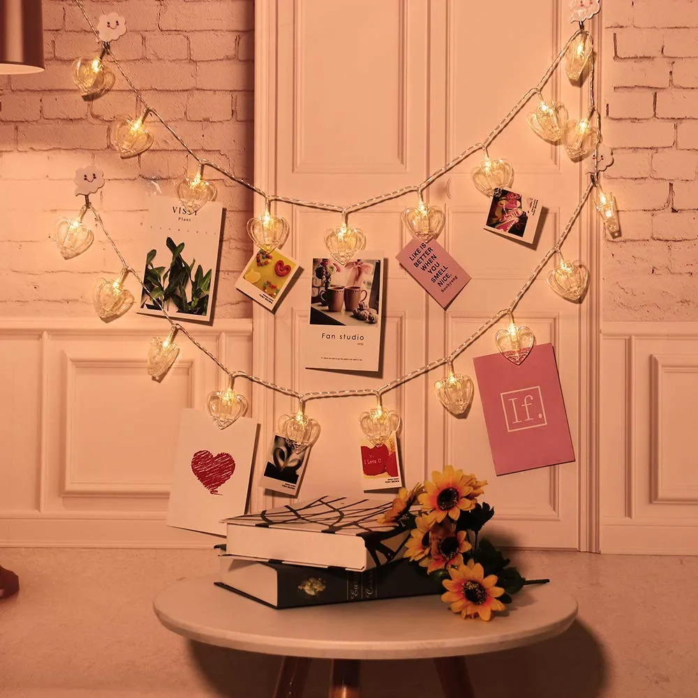 Heart Shape Photo Clip Lights 16 LED 3 Meter