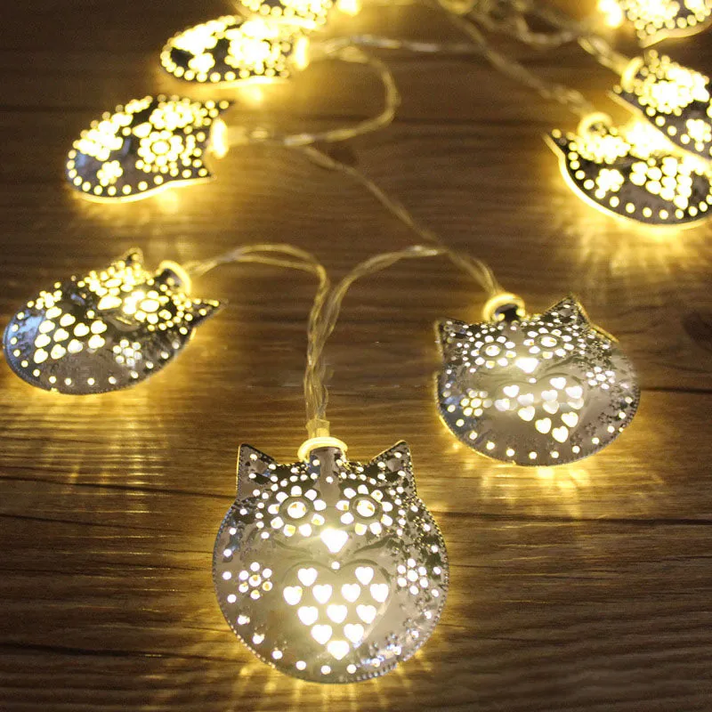 Golden Metal Owl String Lights 16 LED 4 Meter
