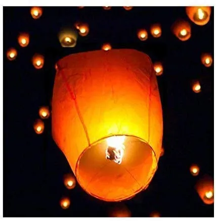 Assorted Colorful Biodegradable Sky Flying Lanterns Pack of 4