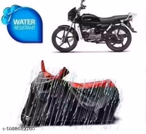 Bike Cover for Hero Splendor Plus – Waterproof Polyester, Black & Red Full Protection