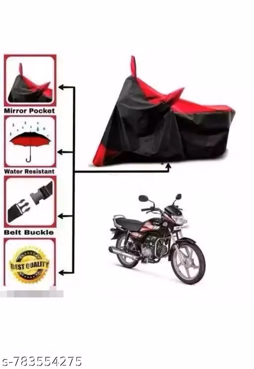 Bike Cover for Hero HF Deluxe – Waterproof Heavy Duty Polyester, Red & Black