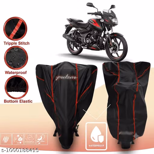 Bike Cover for Bajaj Pulsar All Models – Waterproof Dustproof Polyester, Red Piping