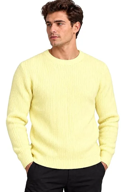 Men’s Plain Wool Blend Crew Neck Pullover Sweater – Regular Fit