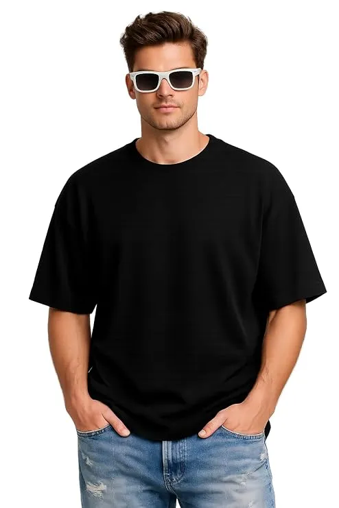 Men’s Oversized Cotton Blend T-Shirt – Crew Neck Short Sleeve
