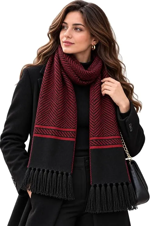Women’s Woolen Knitted Herringbone Muffler Winter Scarf