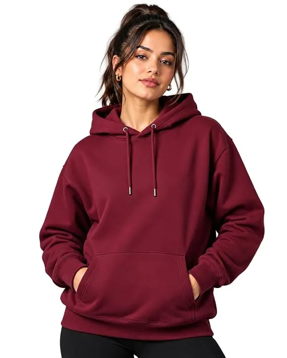 Women’s Heavyweight Cotton Fleece Loose Fit Plain Hoodie