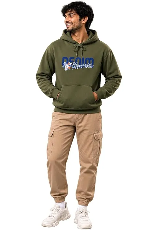 Men’s Graphic Floral Print Oversized Cotton Fleece Hoodie