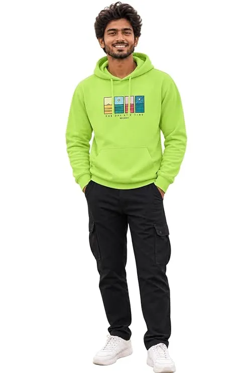 Men’s Cotton Blend “One Day at a Time” Graphic Pullover Hoodie