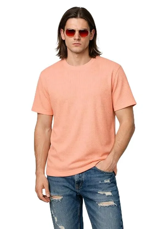 Men’s Round Neck Cotton Blend Solid T-Shirt