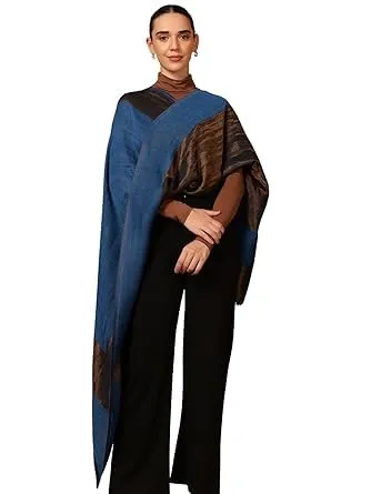 Women’s Reversible Fine Wool Blend Zari Border Shawl