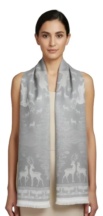 Women’s Satin Finish Cotton Deer Print Summer Stole
