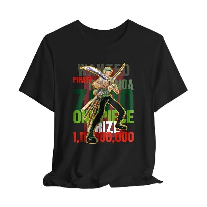 Unisex Black Pirate Graphic Print Cotton T-Shirt