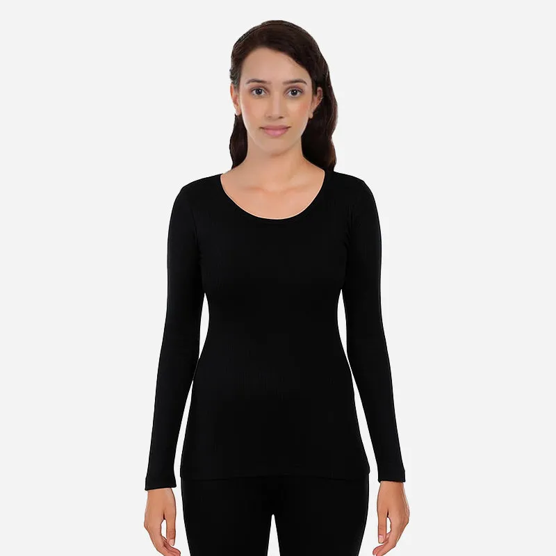 Women’s Full Sleeves Thermal Top – Round Neck, Long Length, Winter Wear