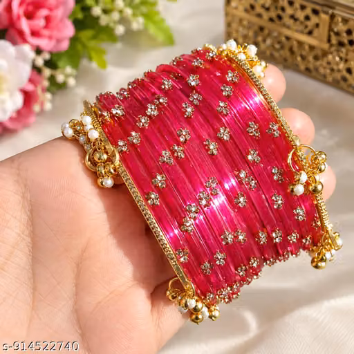 Pink Kashmiri Bangles Traditional Stylish Bangle Set
