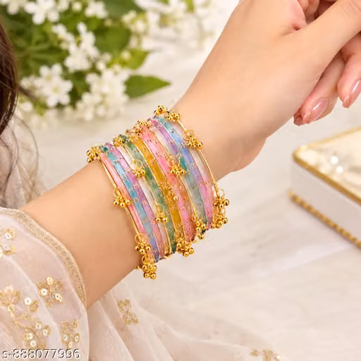 Light Multi Color Kashmiri Bangles Traditional Stylish Bangle Set