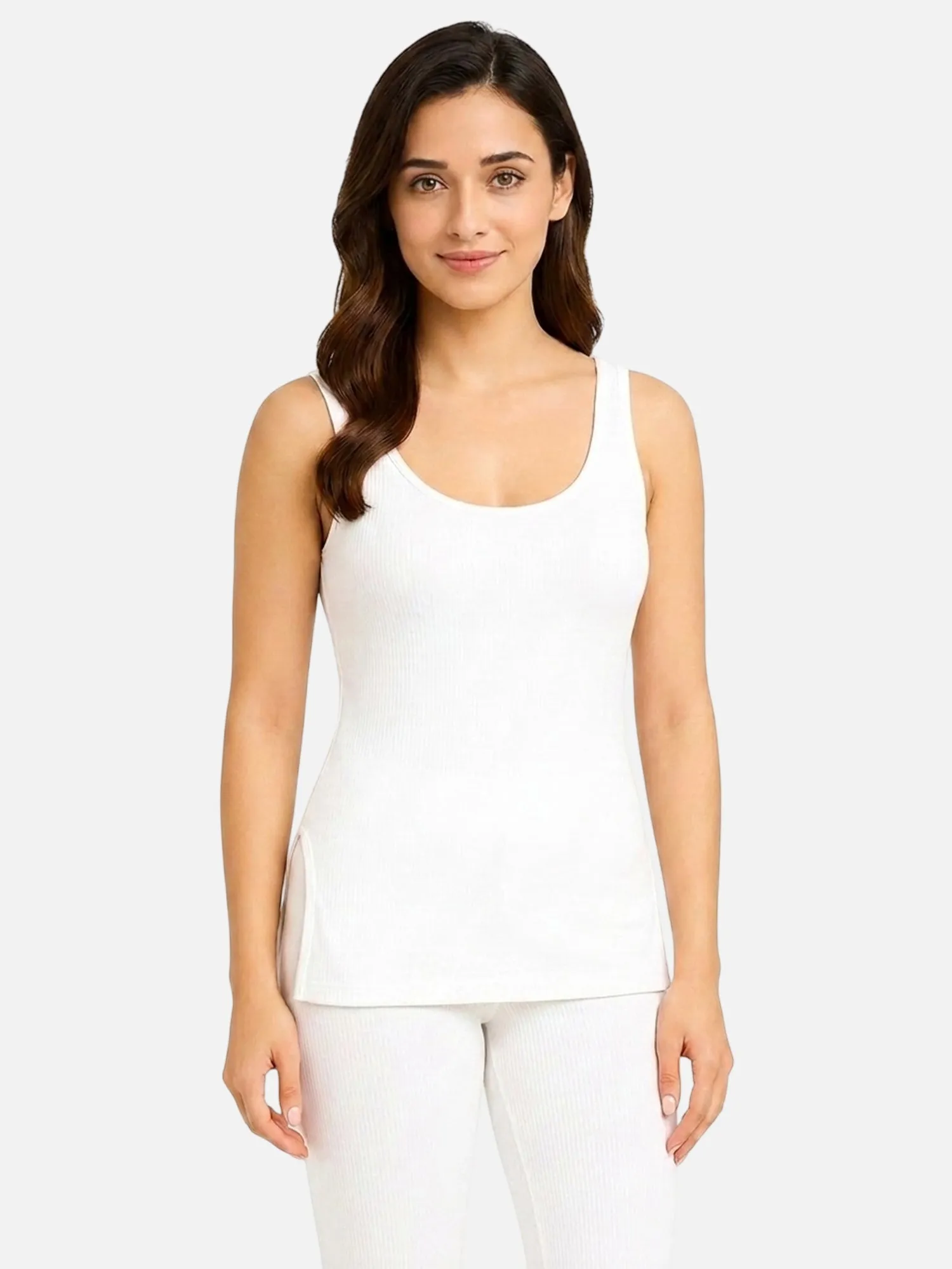 Women’s Cotton Sleeveless Thermal Top – Round Neck Long Length Winter Innerwear