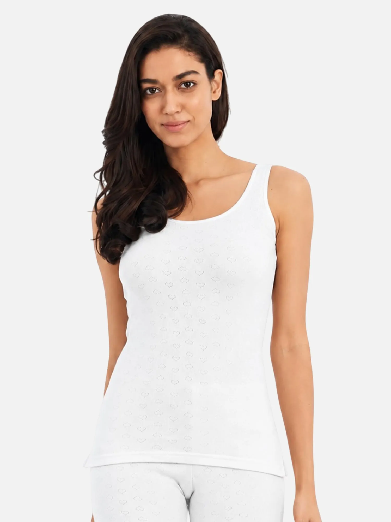 Women’s Sleeveless Thermal Top – Round Neck Long Length Rib Eyelet Winter Layer