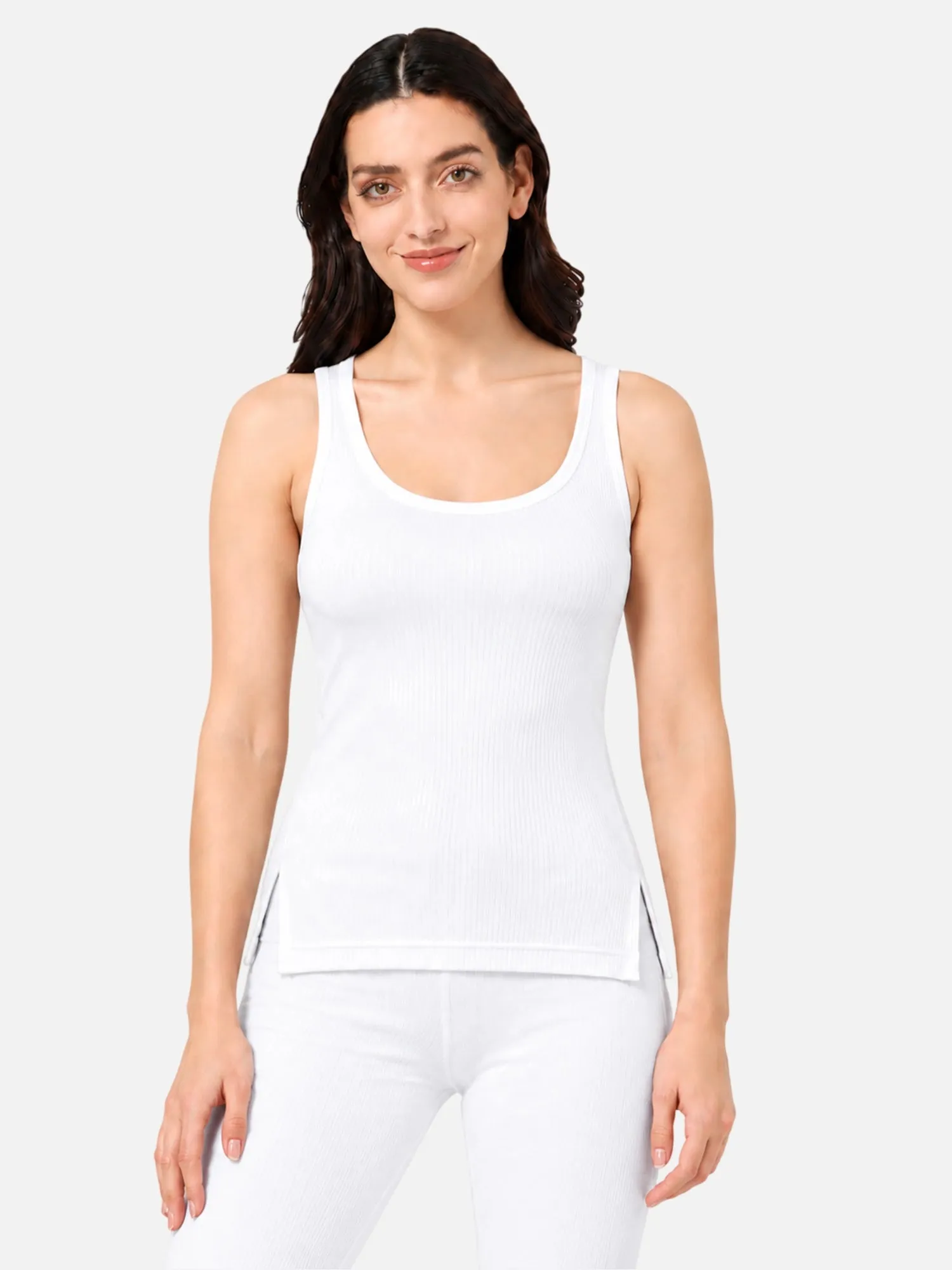 Women’s Cotton Sleeveless Thermal Top – Round Neck 3/4 Length Winter Innerwear