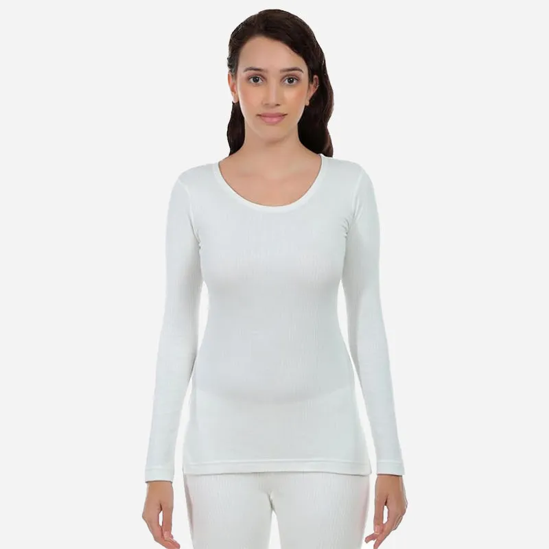 Women’s Quilt Thermal Top – Round Neck Full Sleeves Slim Fit Winter Base Layer
