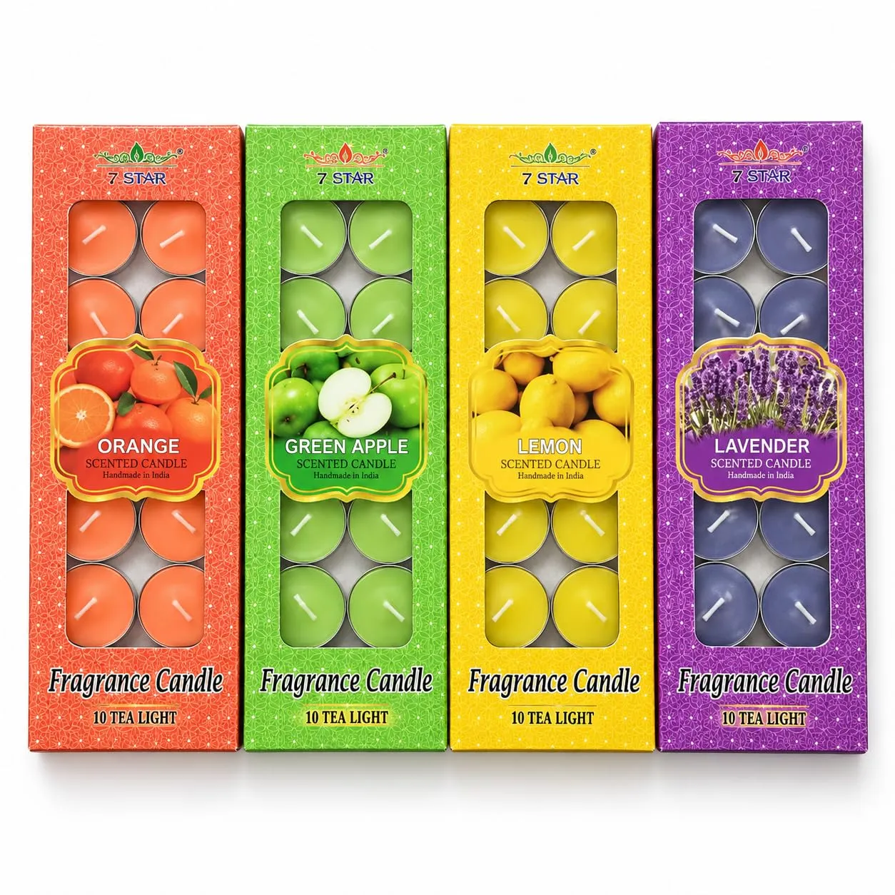 Multicolour Scented Wax Tealight Candles in Aluminium Cups Pack of 40