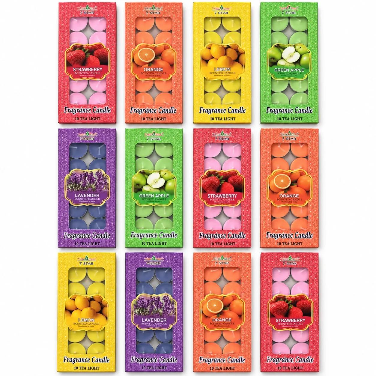 Multicolour Scented Wax Tealight Candles in Aluminium Cups Pack of 120