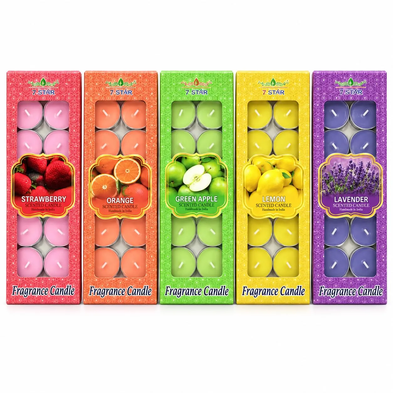 Multicolour Scented Wax Tealight Candles in Aluminium Cups Pack of 50