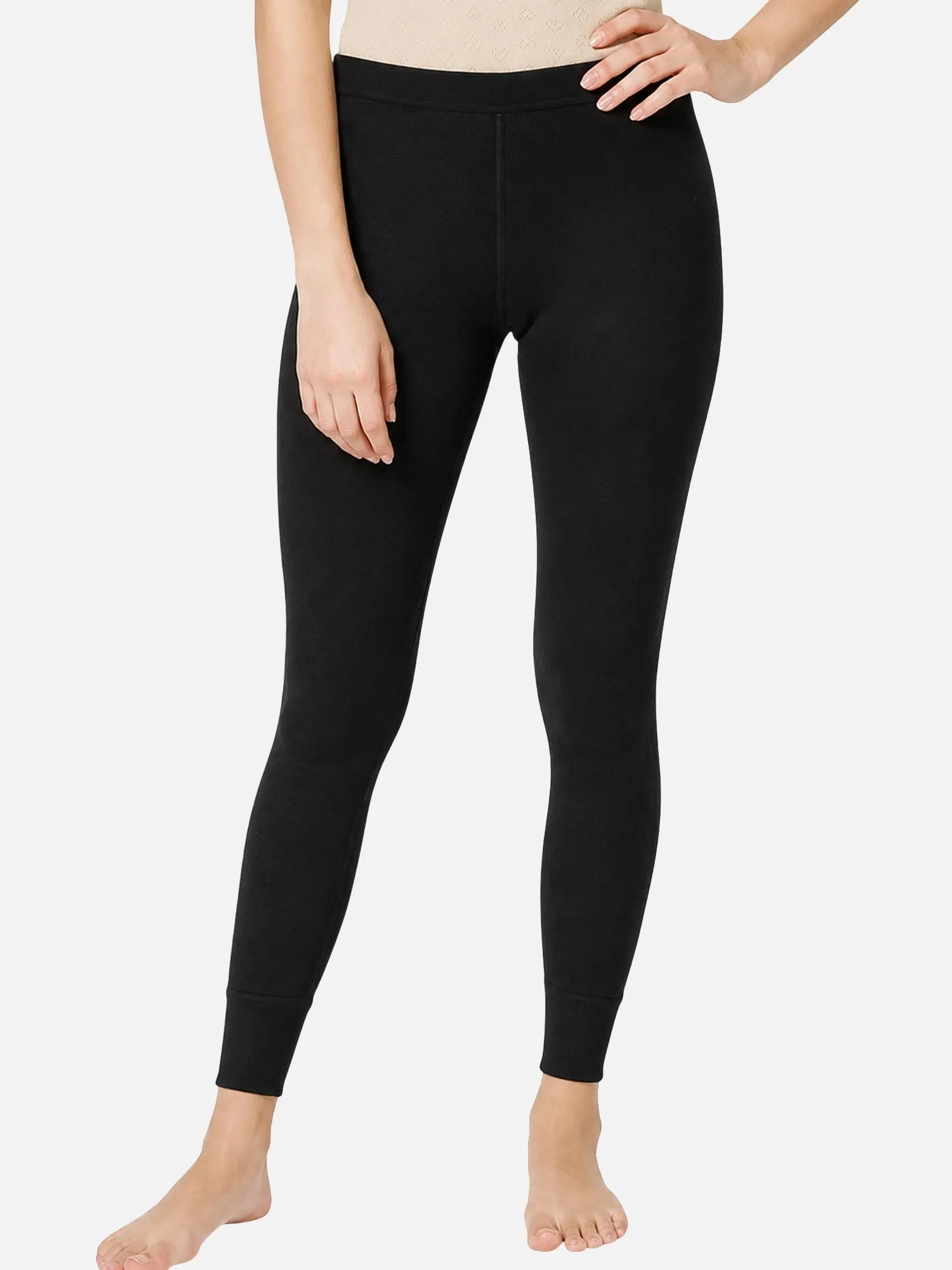Women’s Fleece Thermal Bottom – Ankle Length Covered Waistband Winter Layer